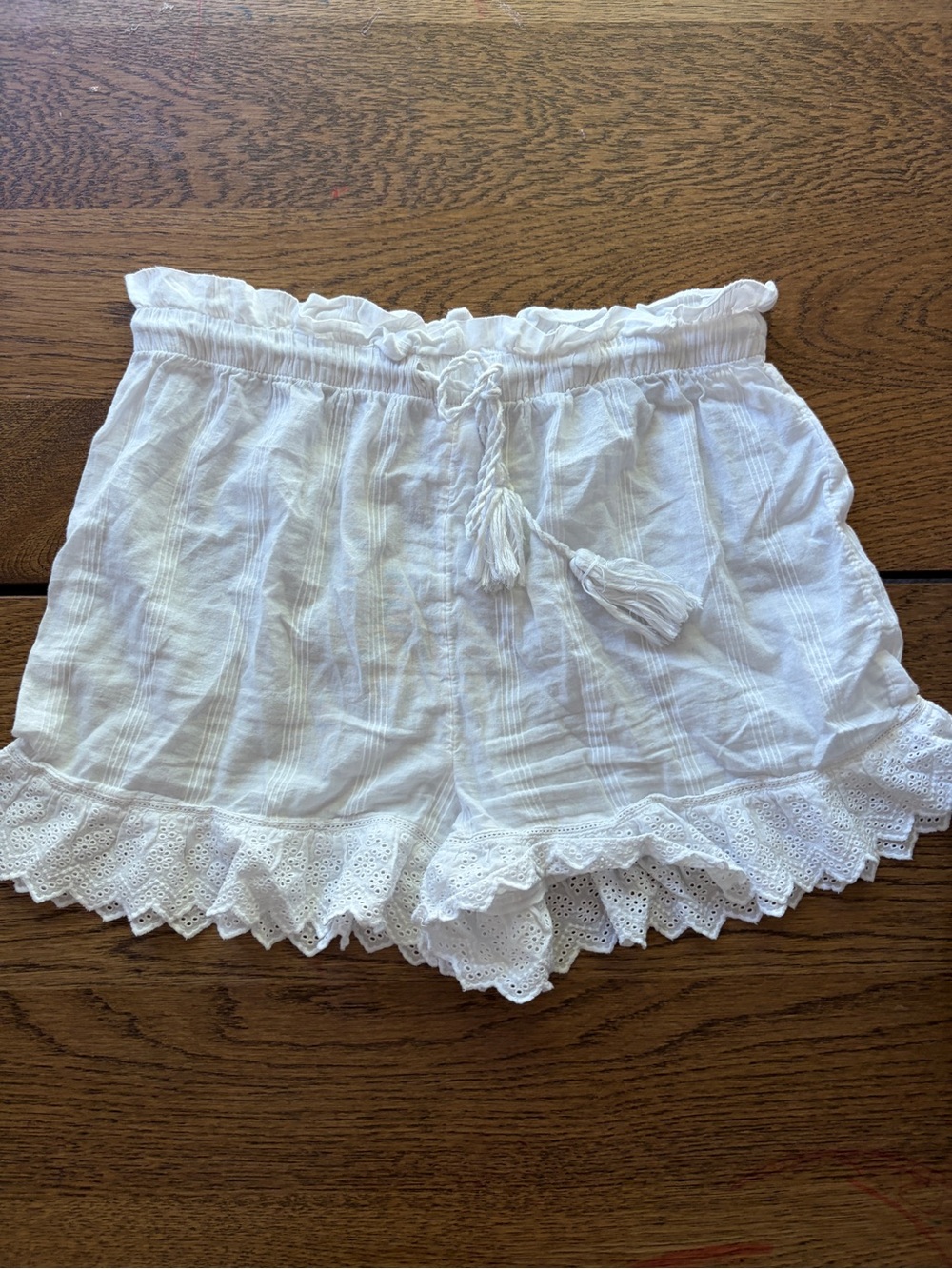 Shabby Chic White High-Waist Lace-Trim Women’s Shorts 100% Cotton